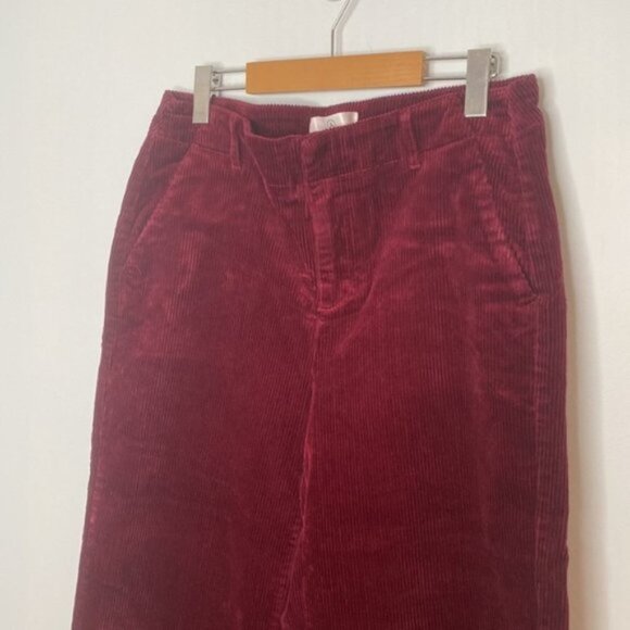 Addition Elle Women Red Wine Corduroy Wide Crop Leg Pant Size 10 - Picture 5 of 16
